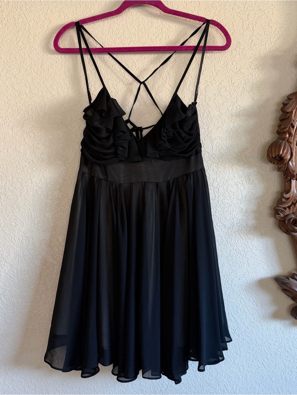 Ark & Co Black Ruffled Strappy Dress